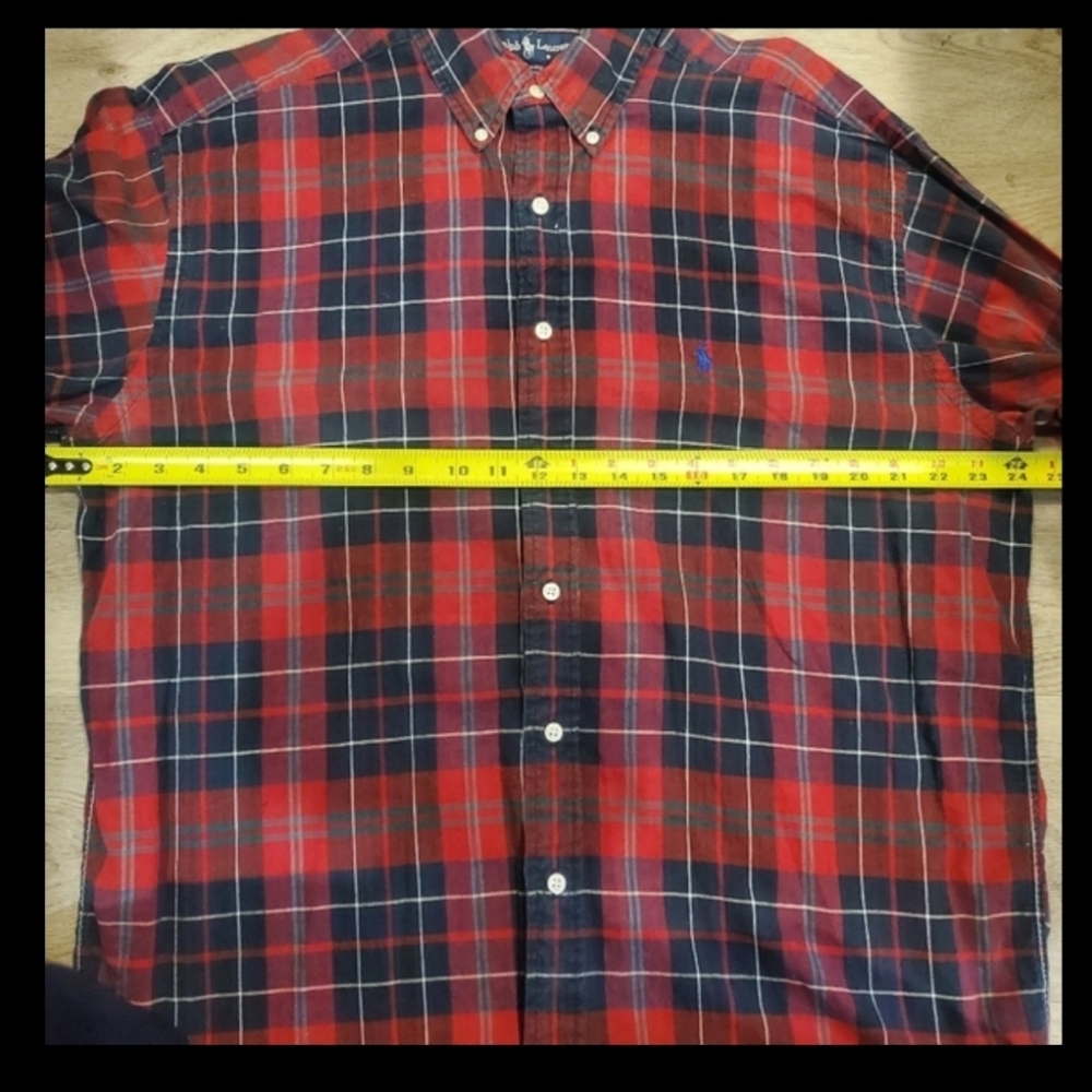 Ralph Lauren Blaire Shirt Mens Large Red Plaid Button Front Cotton Long Sleeve - Picture 4 of 8